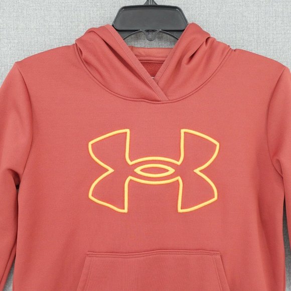 Under Armour Hoodie Sweater Womens Extra Small Red Loose Kangaroo Pocket - Picture 2 of 9